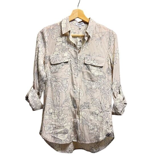 Express The City Shirt Silky Floral Button Down Shirt NEW Size XS - Picture 4 of 9